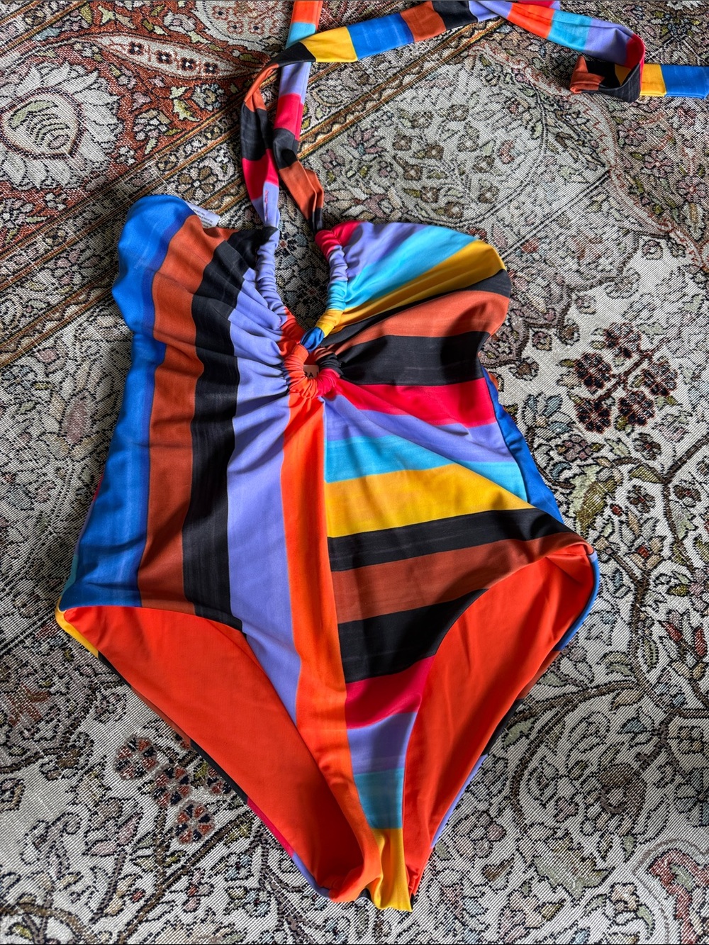 Mara Hoffman Girls' Multicolor Striped One-Piece Swimsuit small